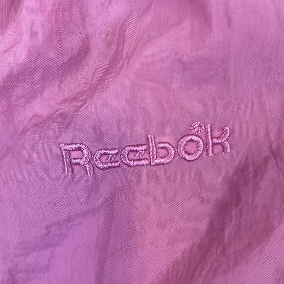 Vintage 90s Reebok Pink Barbie Windbreaker Jogger Pants 100% Nylon Size M - Picture 4 of 8